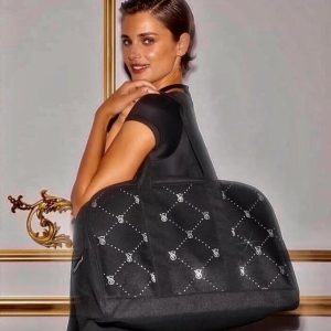 Victoria's Secret -Sac fourre-tout Victoria's Secret avec logo Bling Duffel, sac de week-end noir à strass